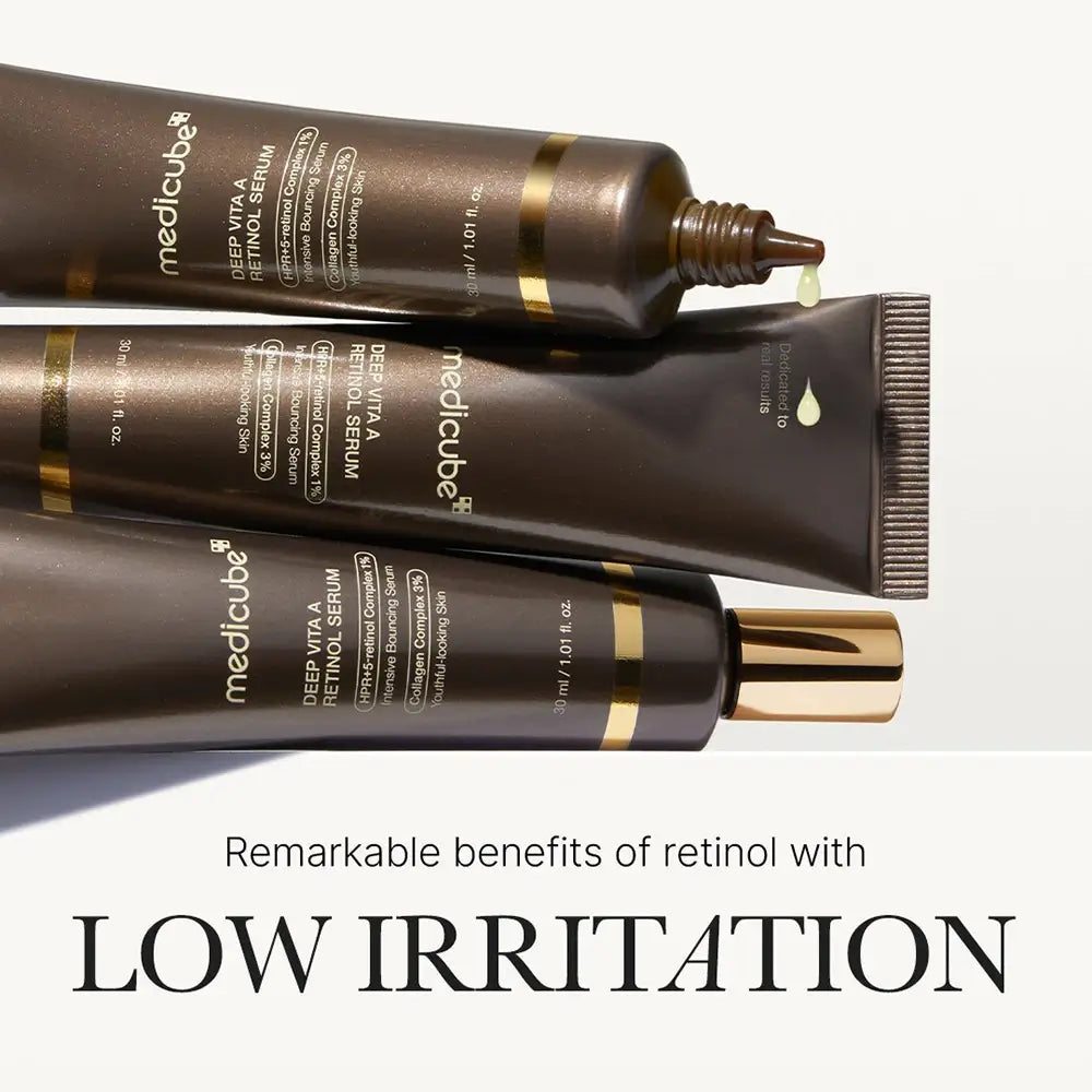 MEDICUBE Deep Vita A Retinol Serum - Gesichtsserum mit eingekapseltem Retinol und Niacinamid zur Glättung von feinen Linien und Angleichung des Hauttons - 30 ml