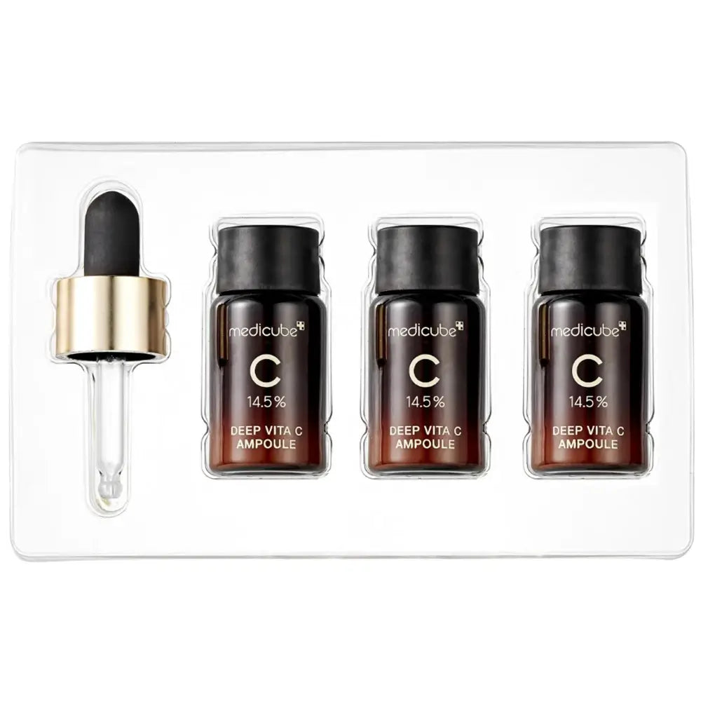 MEDICUBE Deep Vita C Ampoule 2.0 - Gesichtsserum mit reinem Vitamin C und Kollagen zur Verbesserung der Hautleuchtkraft und zum Schutz vor freien Radikalen - 3x10ml