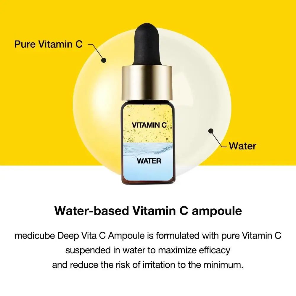 MEDICUBE Deep Vita C Ampoule 2.0 - Gesichtsserum mit reinem Vitamin C und Kollagen zur Verbesserung der Hautleuchtkraft und zum Schutz vor freien Radikalen - 3x10ml