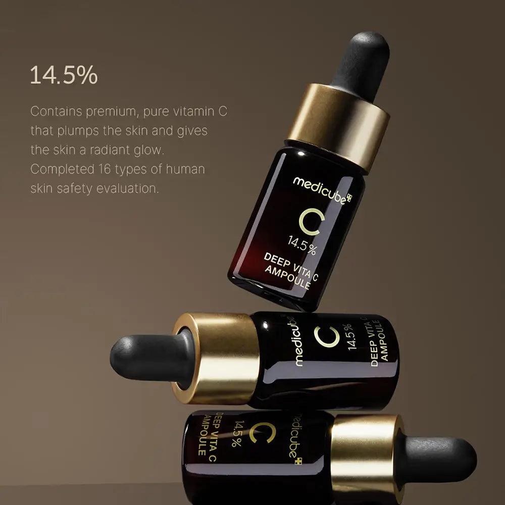 MEDICUBE Deep Vita C Ampoule 2.0 - Gesichtsserum mit reinem Vitamin C und Kollagen zur Verbesserung der Hautleuchtkraft und zum Schutz vor freien Radikalen - 3x10ml