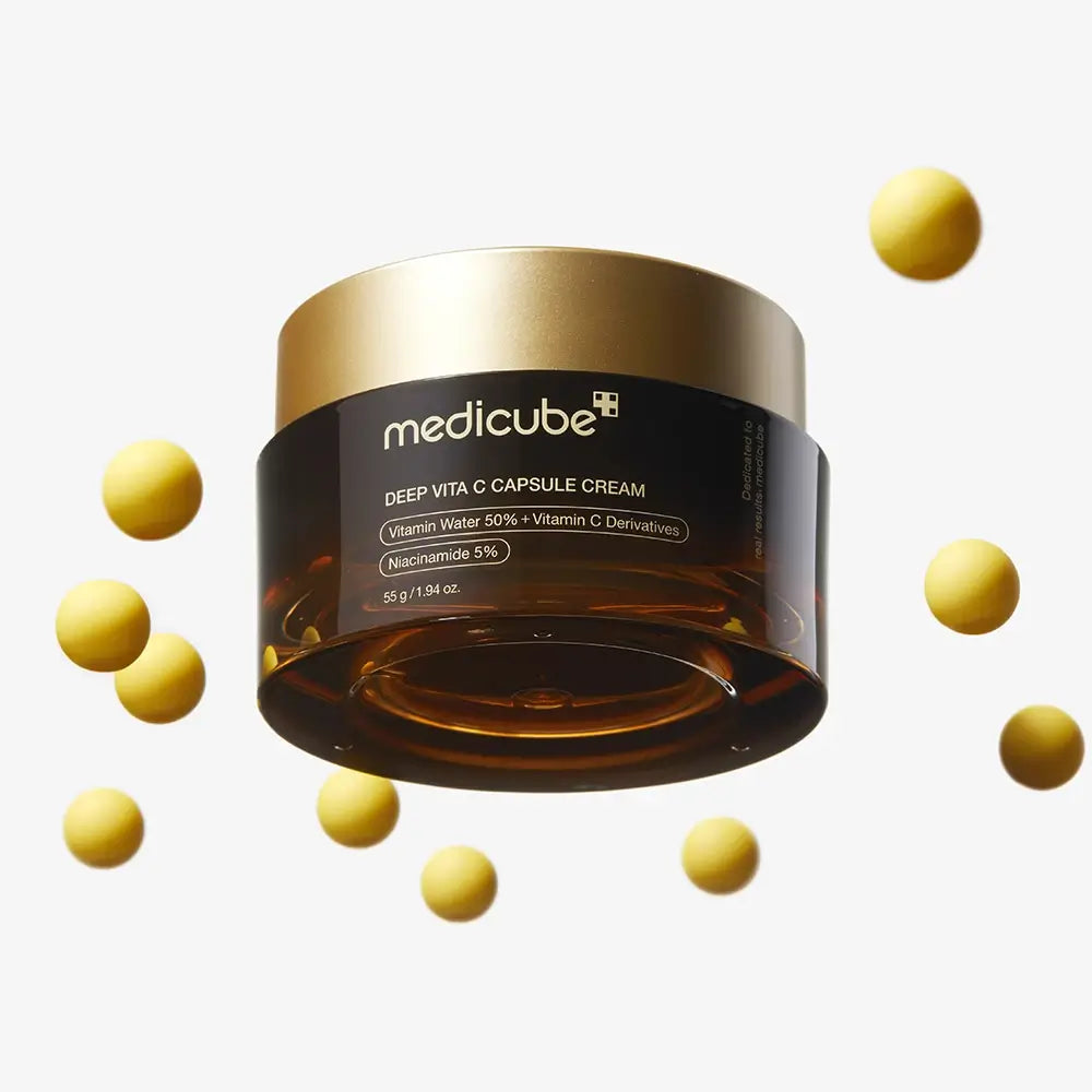 MEDICUBE Deep Vita C Kapsel - Gesichtspflege mit Niacinamid (Vitamin B3) und Ascorbinsäure (reines Vitamin C) für einen gleichmäßigen Hautton und Feuchtigkeit - 55g
