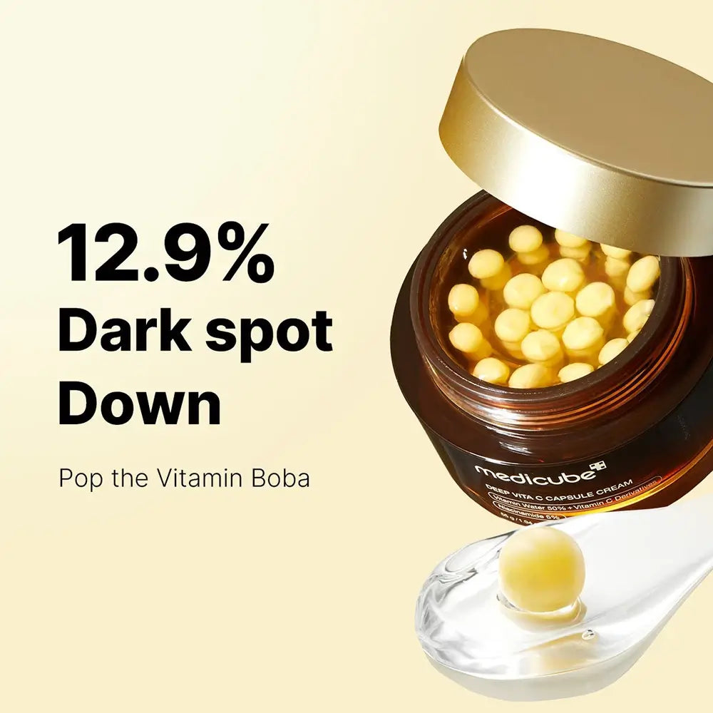 MEDICUBE Deep Vita C Kapsel - Gesichtspflege mit Niacinamid (Vitamin B3) und Ascorbinsäure (reines Vitamin C) für einen gleichmäßigen Hautton und Feuchtigkeit - 55g