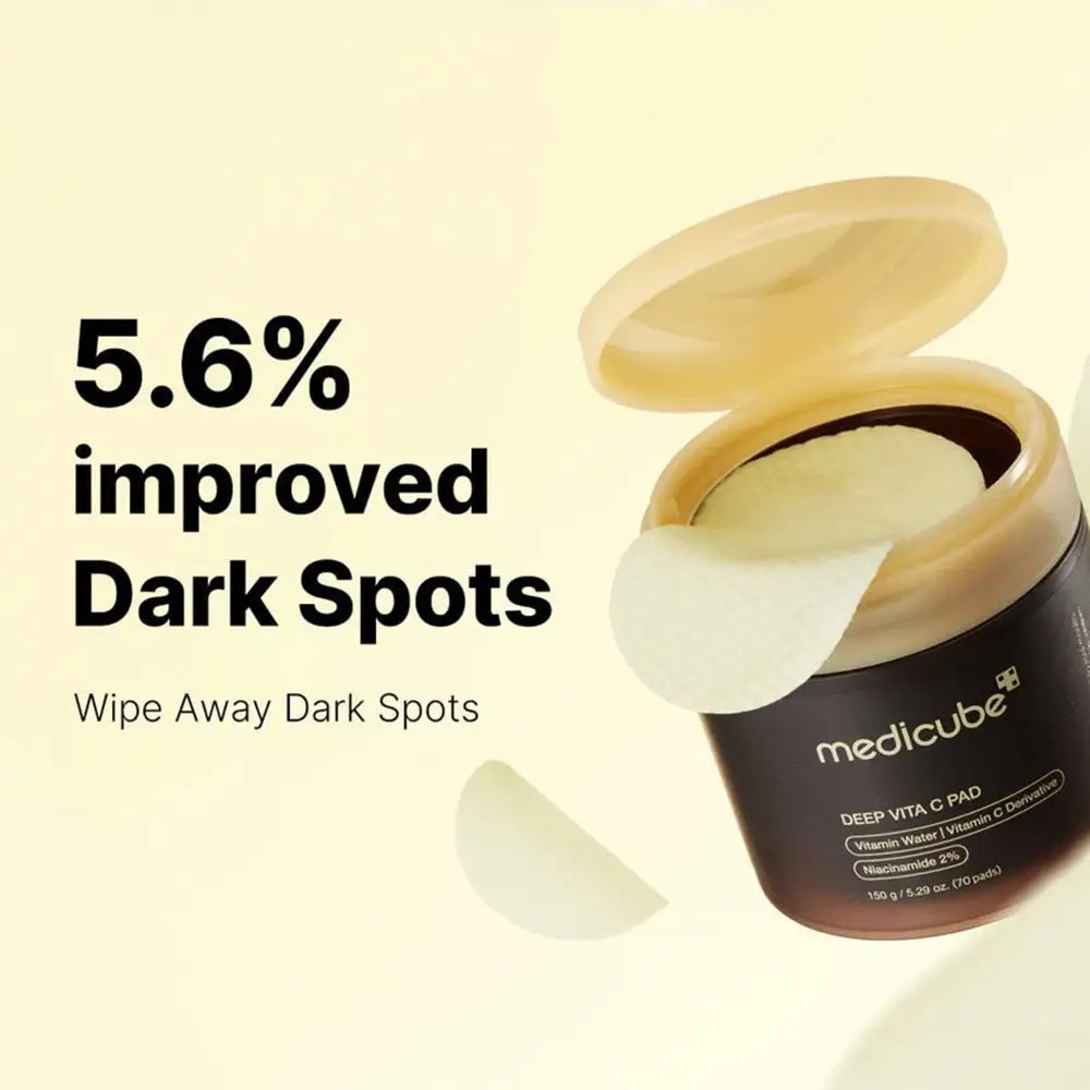 MEDICUBE Deep Vita C Pad - Gesichts-Toner mit Sanddornextrakt Vitamin Tree Water und Vitamin-C-Derivaten zur Aufhellung von Pigmentflecken und Unreinheiten - 70 Stk.