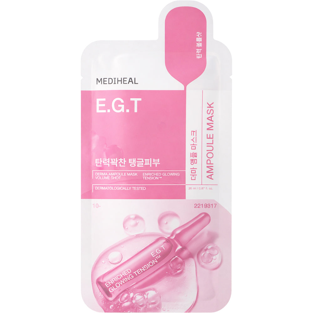 MEDIHEAL Derma Ampoule Sheet Mask E.G.T - masca de fata formulata cu colagen si acid hialuronic, care contribuie la hidratarea pielii si la mentinerea confortului cutanat - 26 ml