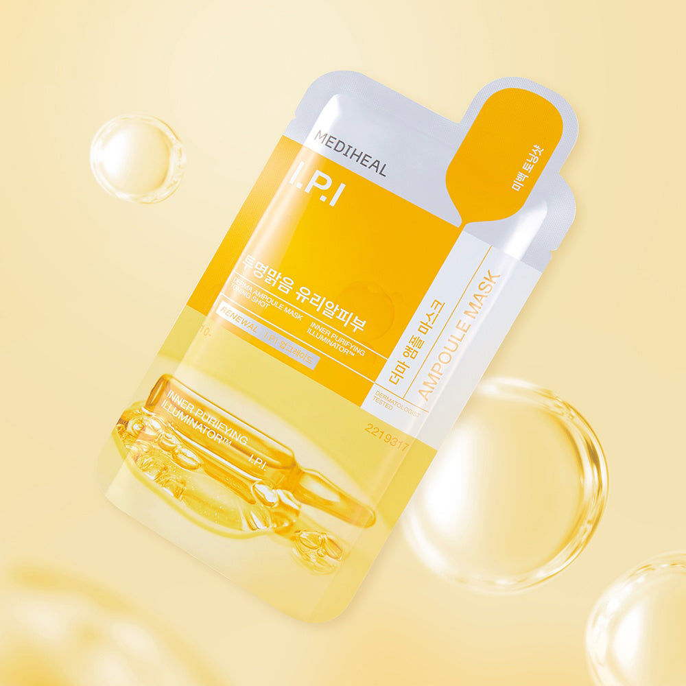 MEDIHEAL Derma Ampoule Sheet Mask I.P.I - masca de fata formulata cu niacinamida si acid tranexamic, care contribuie la iluminarea si uniformizarea aspectului tenului - 26 ml