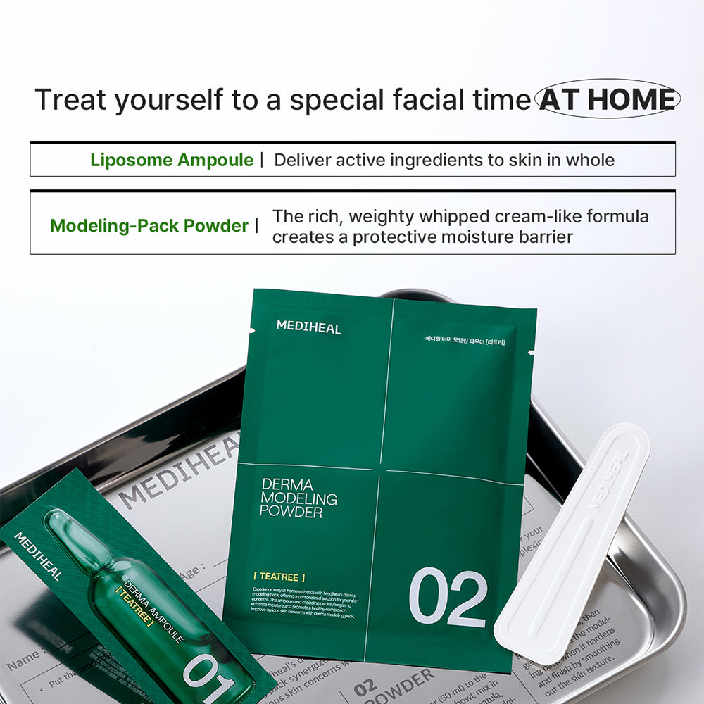 MEDIHEAL Derma Modeling Pack Teatree Calming - masca de fata formulata cu Tea Tree si panthenol, care contribuie la calmarea pielii si la echilibrarea excesului de sebum - 28 gr