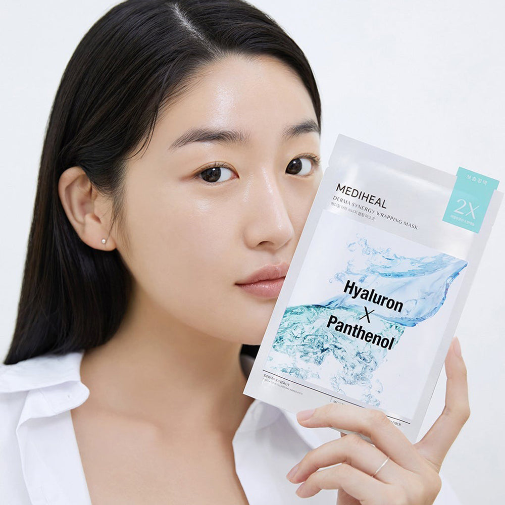 MEDIHEAL Derma Synergy Wrapping Sheet Mask Hyaluron X Panthenol Moisture - masca de fata tip servetel formulata cu acid hialuronic si pantenol, care contribuie la hidratarea pielii si la mentinerea barierei de hidratare - 25 ml