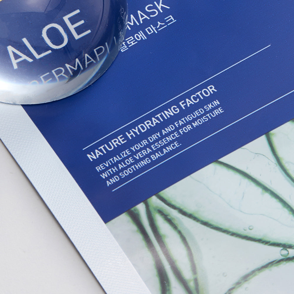 MEDIHEAL Dermaplus Aloe Sheet Mask - masca de fata tip servetel formulata cu aloe vera si pantenol, care contribuie la calmarea pielii si la metinerea echilibrului de hidratare - 22 ml