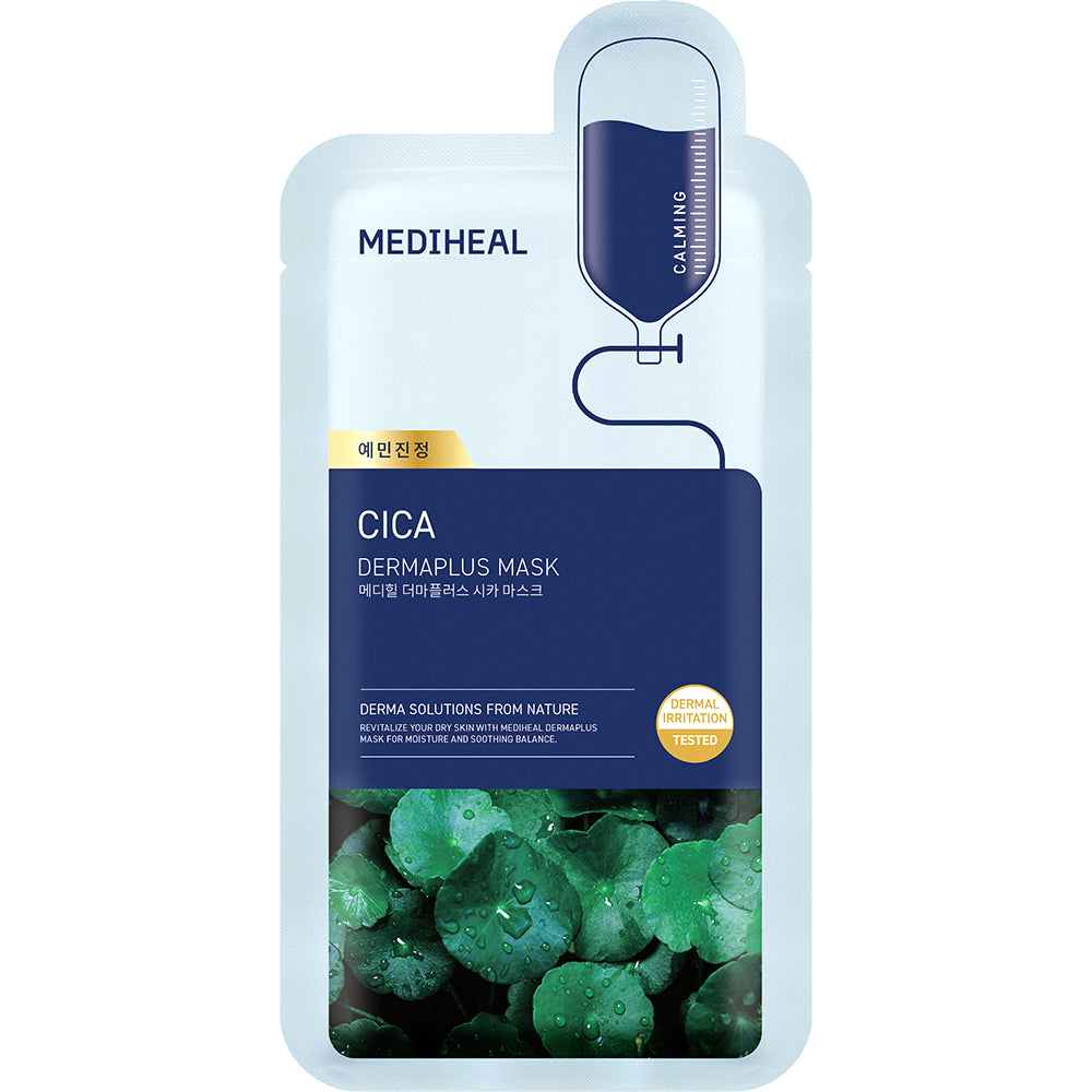 MEDIHEAL Dermaplus Cica Sheet Mask - masca de fata tip servetel formulata cu Centella Asiatica si pantenol, care contribuie la calmarea pielii si la mentinerea confortului cutanat - 22 ml