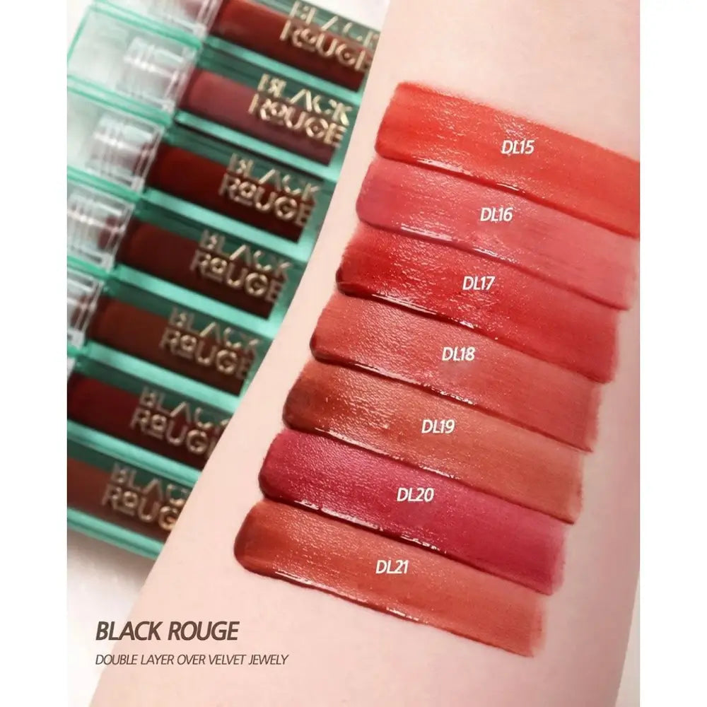 BLACK ROUGE Double Layer Over Velvet 3 - Lippenstift mit intensen Pigmenten und feuchtigkeitsspendenden Inhaltsstoffen, für langanhaltende Feuchtigkeit und Farbe - 4,1gr - DL17 Red Sapphire