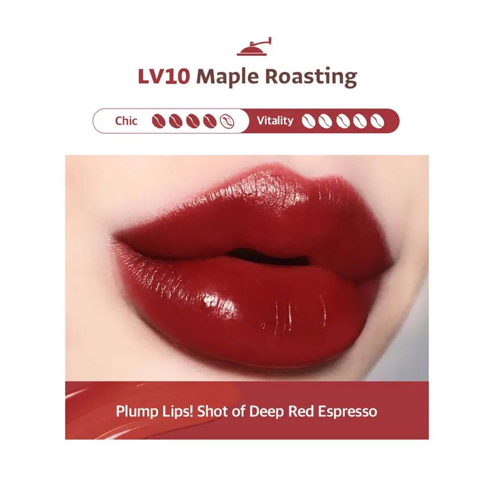 BLACK ROUGE Drip Hot Water Tint - Lippenstift mit Kaffee & feuchtigkeitsspendenden Inhaltsstoffen für ein mattes Finish - 4,5 g - LV10 Maple Roasting