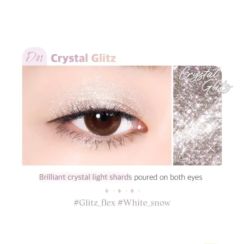BLACK ROUGE Drop Eyes Stick Glitz Lidschattenstift D01 Crystal Glitz - Holografischer Glanz und wasserfest, 1.4g
