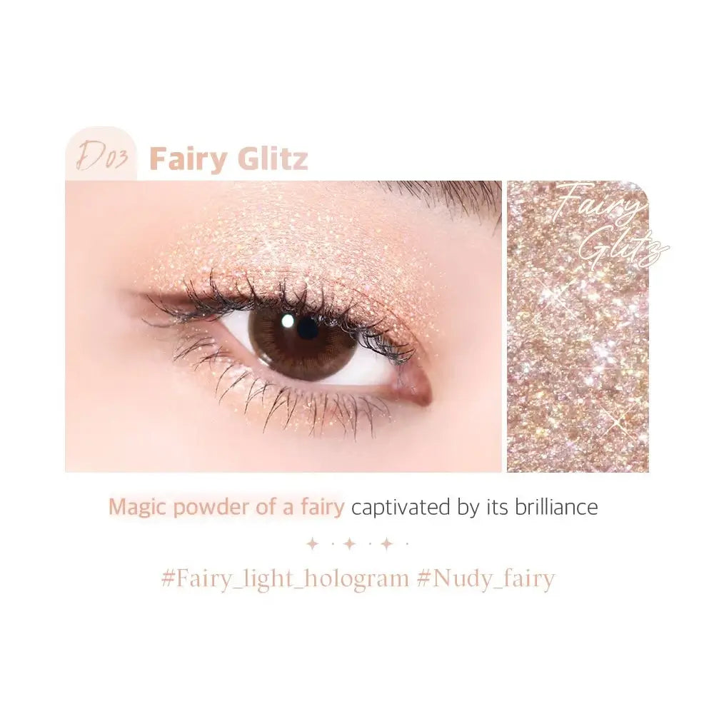 BLACK ROUGE Drop Eyes Stick Glitz Lidschatten Stift D03 Fairy Glitz - Holografischer Glanz und Wasserfest, 1,2g