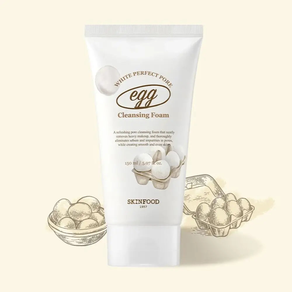 SKINFOOD Egg White Spuma de Curatare pentru Fata - Minimizare Pori si Control Sebum, 150 ml