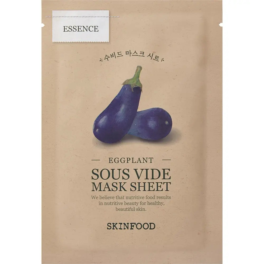SKINFOOD Auberginen Sous Vide Mask Sheet - Gesichtsmaske mit Auberginenextrakt und Hyaluronsäure zur Hautfeuchtigkeit und -komfort - 22g