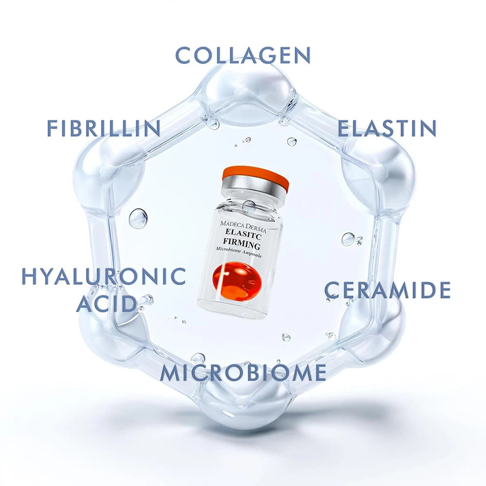 MADECA DERMA Elastic Firming Microbiome Ampoule - Gesichtsserum formuliert mit Niacinamid und Beta-Glucan, das zur Hautfeuchtigkeit und zum Hautkomfort beiträgt - 7 ml x 5 Stück