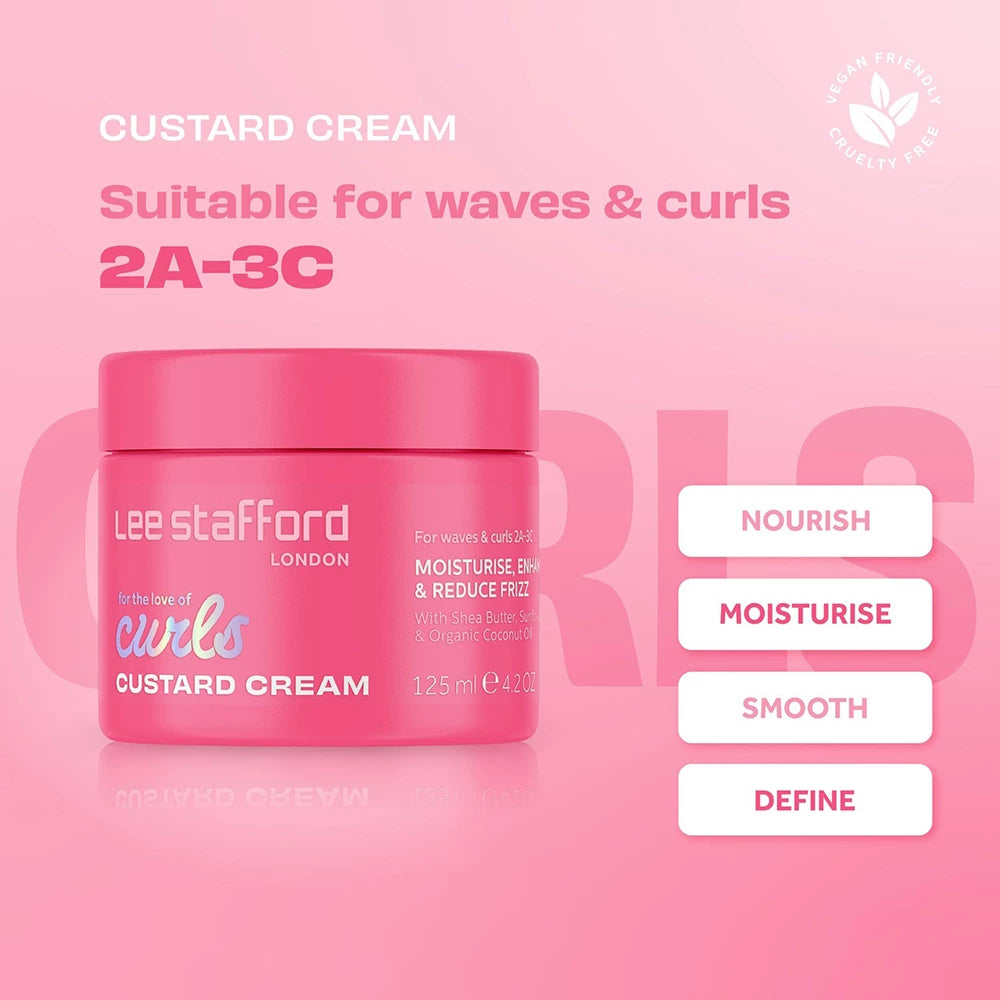 LEE STAFFORD For The Love Of Curls Custard Cream - Haarcreme mit Sheabutter und Kokosöl, zur Hydratisierung von gewelltem und lockigem Haar und zur Definition von Locken (Typen 2A-3C) - 125 ml