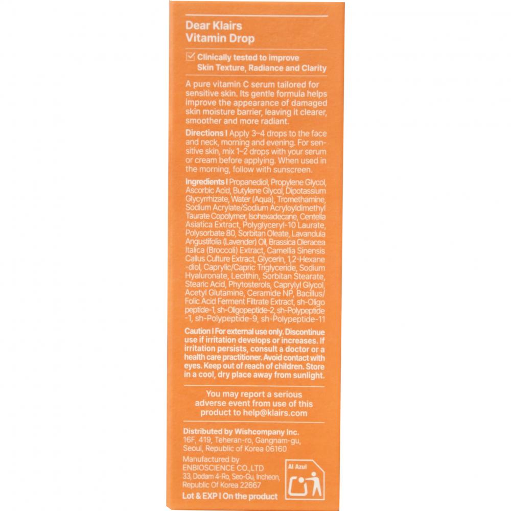Dear Klairs Vita C Vitamin Drop Gesichtsserum - Helligkeit und Antioxidativer Schutz, 35 ml