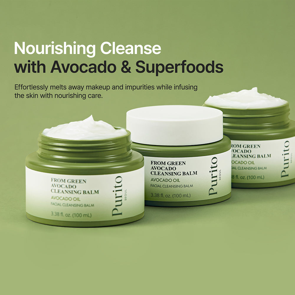 PURITO From Green Avocado Cleansing Balm - Reinigungsbalsam mit Avocadoöl und Grünkolextrakt zur Entfernung von Sonnenschutz, Schmutz und Unreinheiten - 100 ml