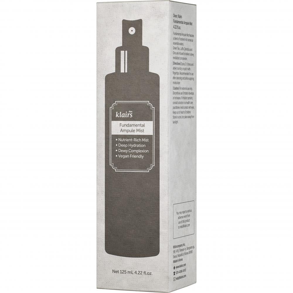 Dear Klairs Fundamentales Feuchtigkeitsspray für das Gesicht ohne Duftstoffe - Beruhigung und Feuchtigkeit mit grünem Tee, 125 ml