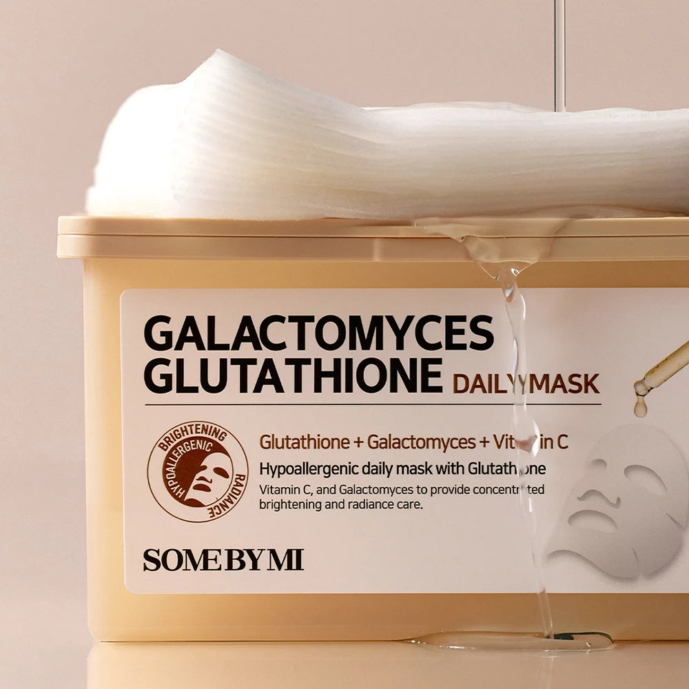 SOME BY MI Galactomyces Glutathione Tägliche Masken - Set mit 30 Gesichtsmasken formuliert mit Galactomyces-Ferment und Glutathion, die zur Hautfeuchtigkeit und zum Hautkomfort beitragen - 30 Stück