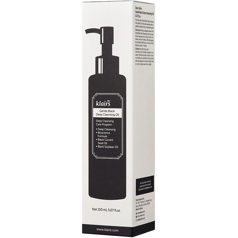 Dear Klairs Gentle Black Ulei de Curatare pentru Ten Gentle Black - Curatare Profunda si Calmanta pentru Sebum si Machiaj, 150 ml