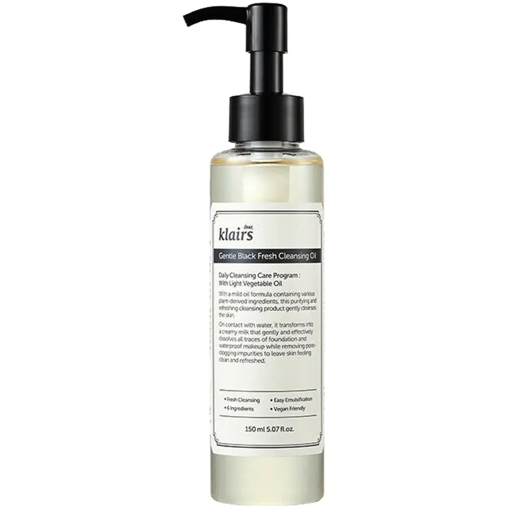 Dear Klairs Gentle Black Fresh Reinigungsöl für Mischhaut und fettige Haut - Sanfte Make-up-Entfernung und antioxidative Feuchtigkeit, 150 ml