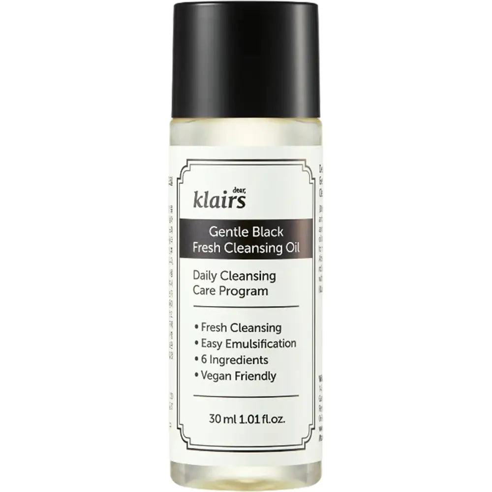 Dear Klairs Gentle Black Fresh – Reinigungöl mit Sonnenblumenkernöl und Jojobaöl, das hilft, Make-up und Unreinheiten zu entfernen und das natürliche Gleichgewicht der Haut zu erhalten – 30 ml