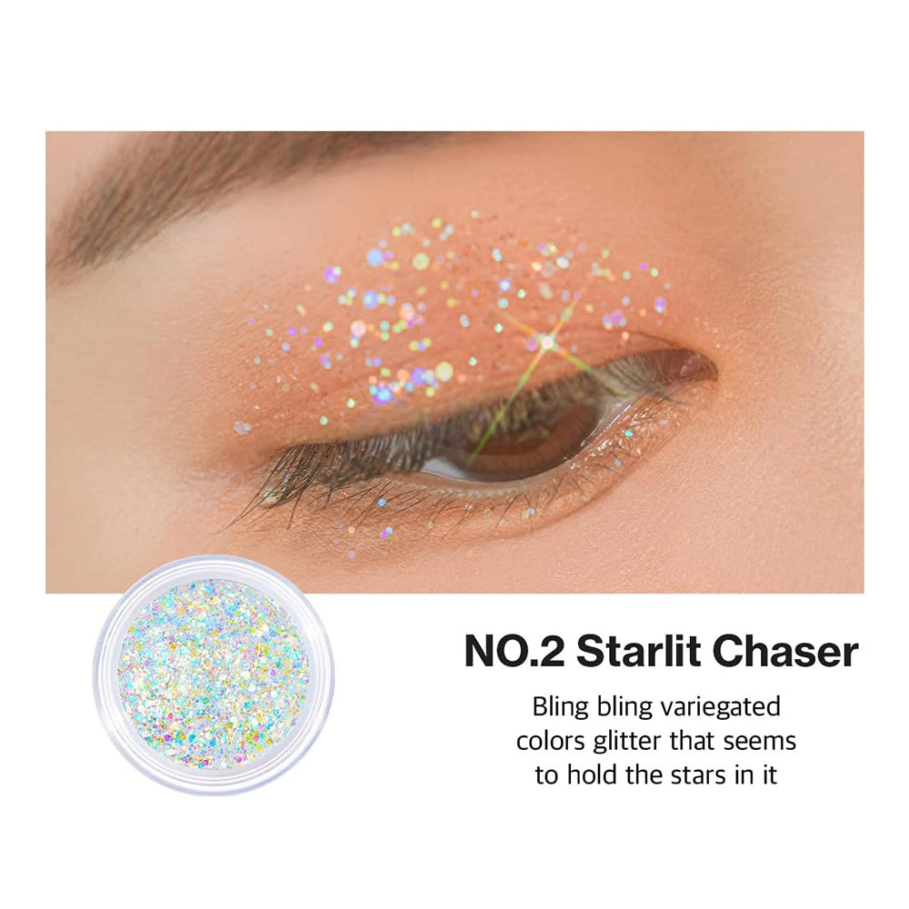 UNLEASHIA Get Loose Glitter Gel Mini - fard de pleoape formulat cu glicerina si particule de glitter cosmetic, care contribuie la stralucire intensa si la mentinerea machiajului - 4 gr - No. 2 Starlit Chaser