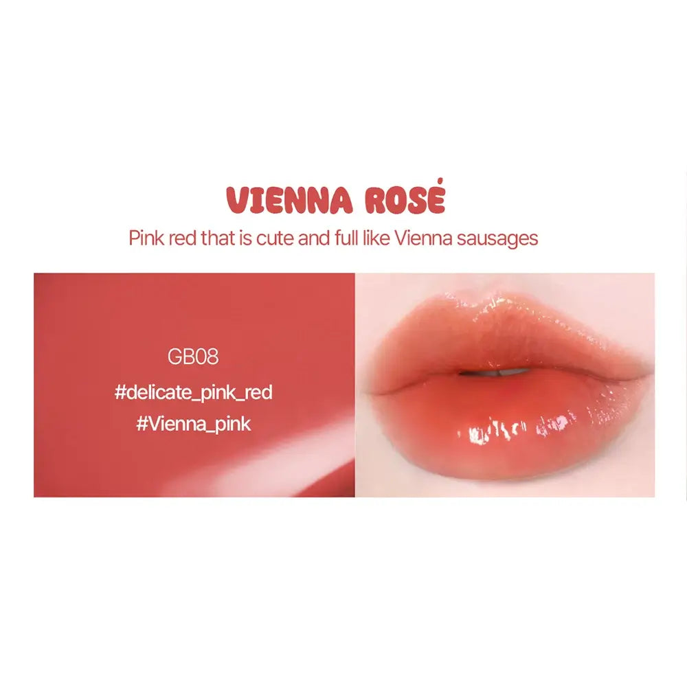 BLACK ROUGE Glow Bokki Tint - Lippenstift formuliert mit intensiven Pigmenten und feuchtigkeitsspendenden Inhaltsstoffen für gleichmäßiges Auftragen und glänzendes Finish - 4,85 g - GB08 Vienna Rose
