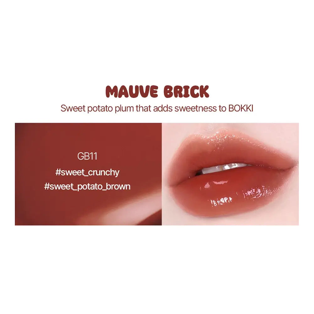 BLACK ROUGE Glow Bokki Tint - Lippenstift mit intensiven Pigmenten und feuchtigkeitsspendenden Inhaltsstoffen für einen glänzenden, hydratisierten Look - 4,85 g - GB11 Mauve Brick