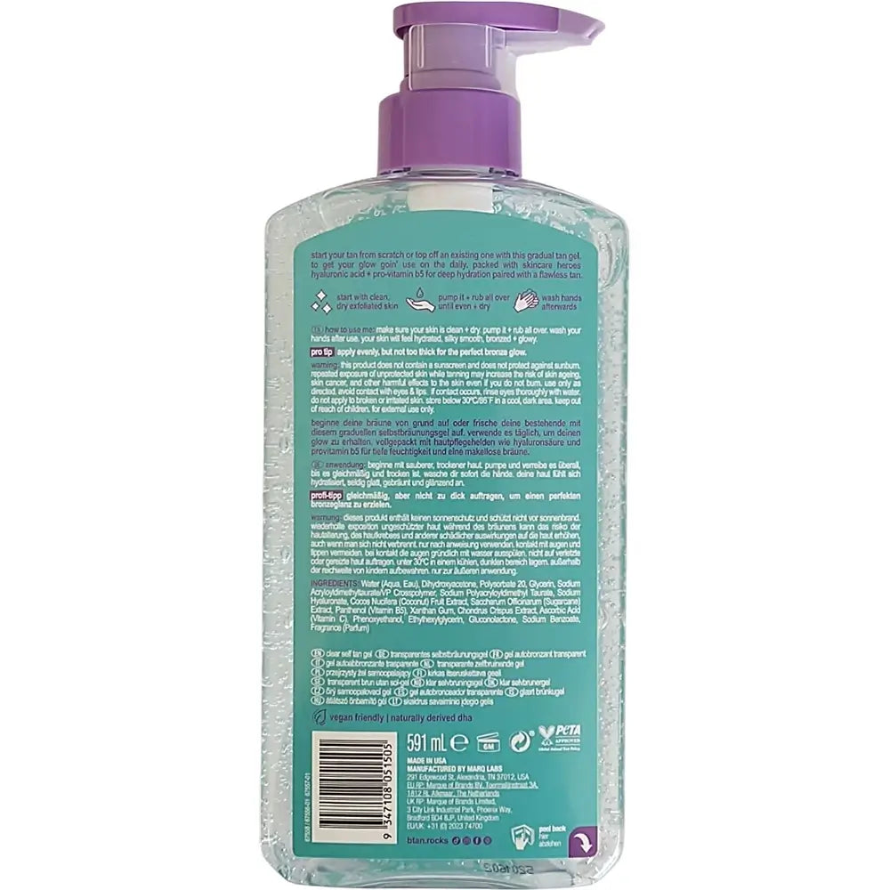 B.tan Golden Glow Gel Selbstbräuner - Natürliche & feuchtigkeitsspendende Bräune mit Hyaluronsäure, 591 ml