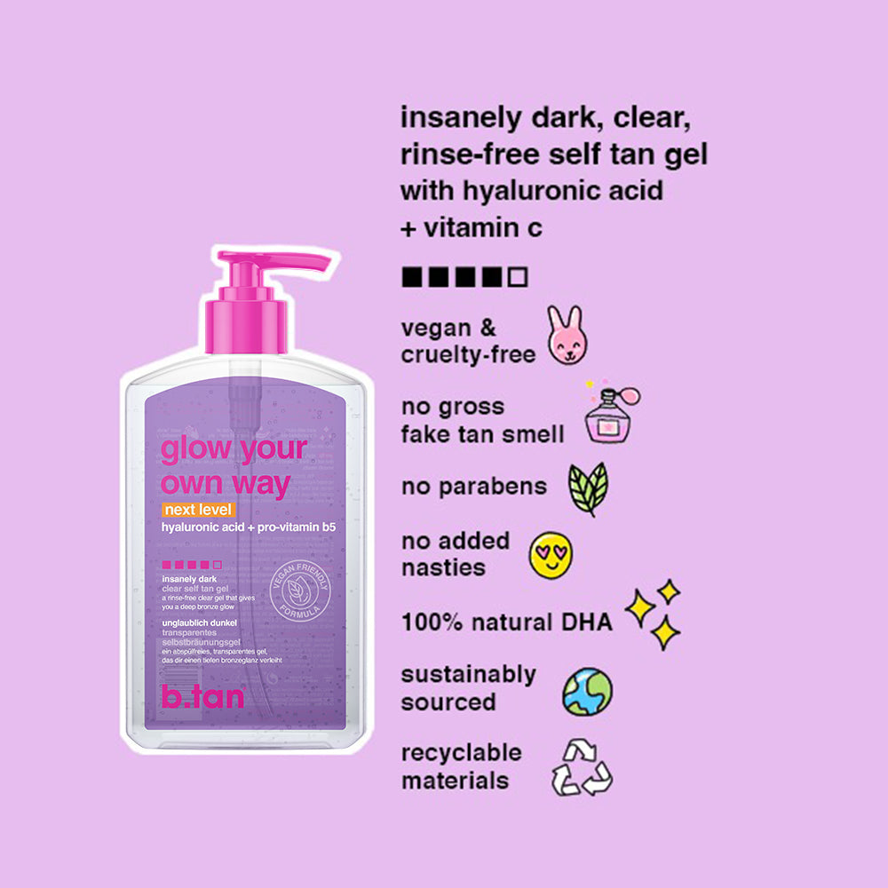 B.tan Gel Selbstbräuner Next Level - Schnelle Bräunung mit Hyaluronsäure und Provitamin B5, 473 ml