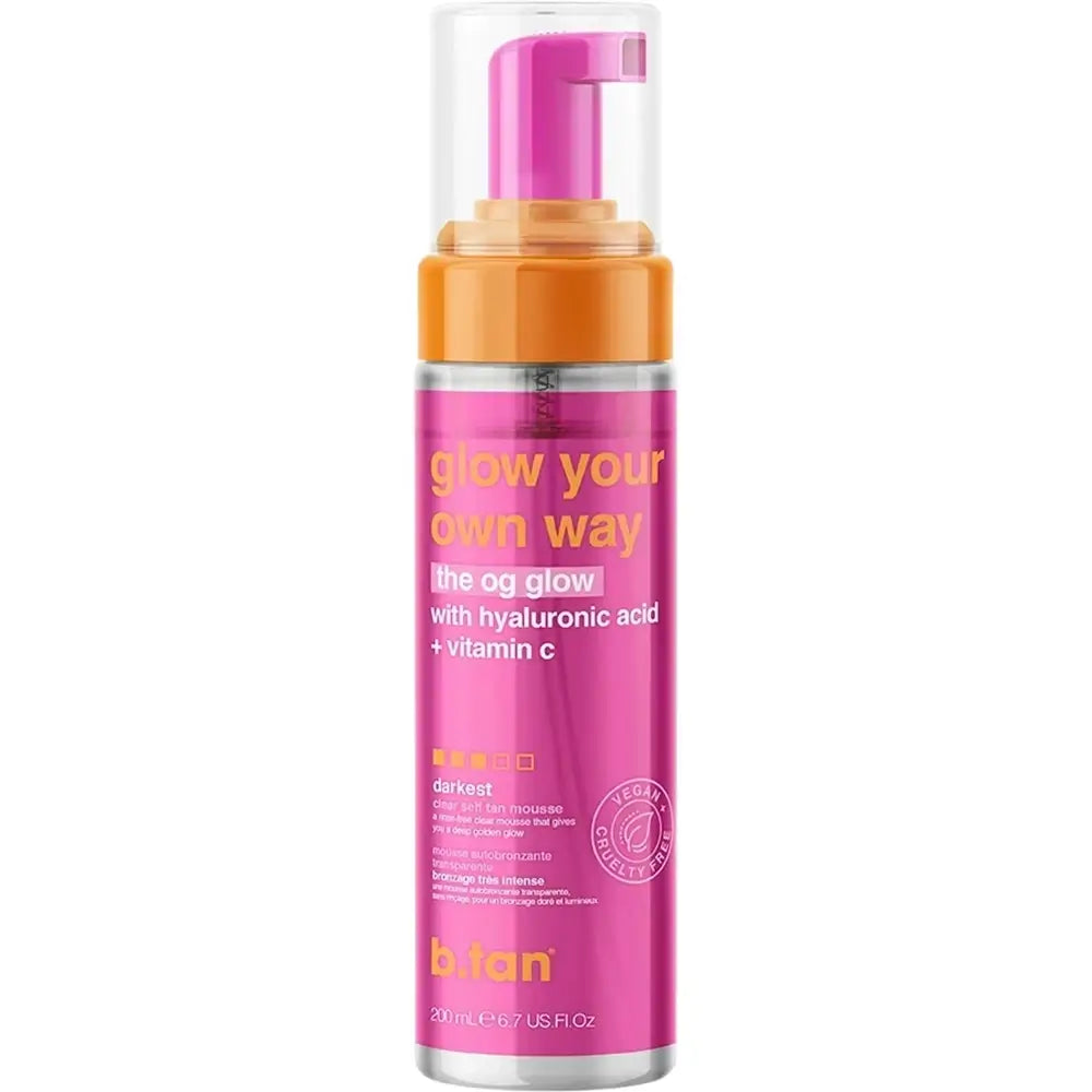 B.tan Glow Your Own Way Selbstbräunungsmousse - Intensive Bräunung & Feuchtigkeit mit Hyaluronsäure & Vitamin C, 200 ml
