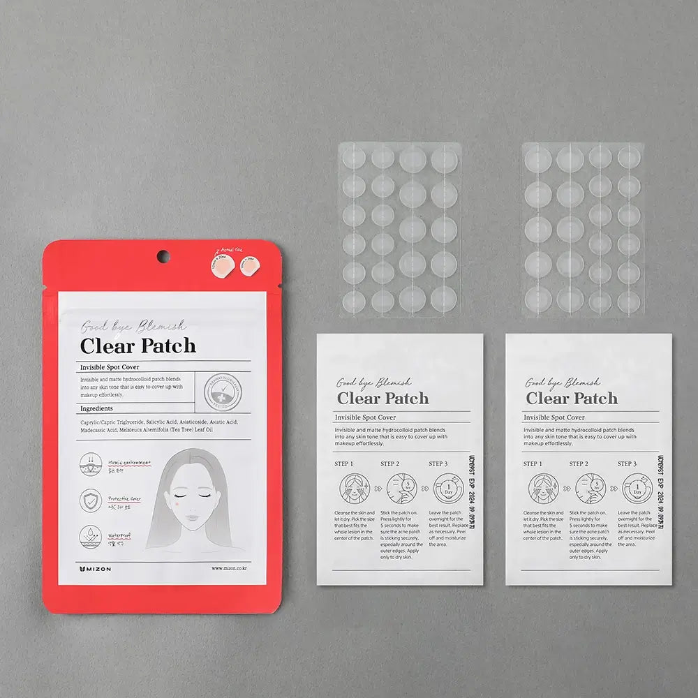 MIZON Good Bye Blemish Clear Patch 44 Stück - transparente und matte Hydrokolloid-Pflaster mit Salicylsäure und Teebaumöl zur Behandlung von Akne und zum Schutz von Läsionen vor äußeren Einflüssen