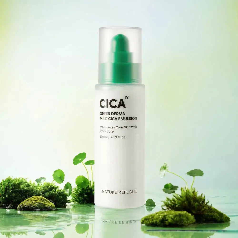 NATURE REPUBLIC Green Derma Emulsion Feuchtigkeitsspendende Gesichtscreme Cica Beruhigend - Feuchtigkeitsspendend und Beruhigend für empfindliche Haut, 130 ml