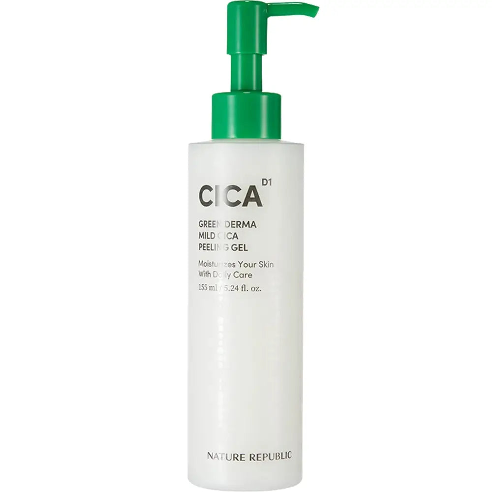 NATURE REPUBLIC Green Derma Mild Cica Peeling Gel - Sanfter Peeling Gel mit Centella Asiatica und Ceramid NP zur Entfernung abgestorbener Hautzellen und Unreinheiten, zur Aufrechterhaltung der Hautbarriere - 155 ml