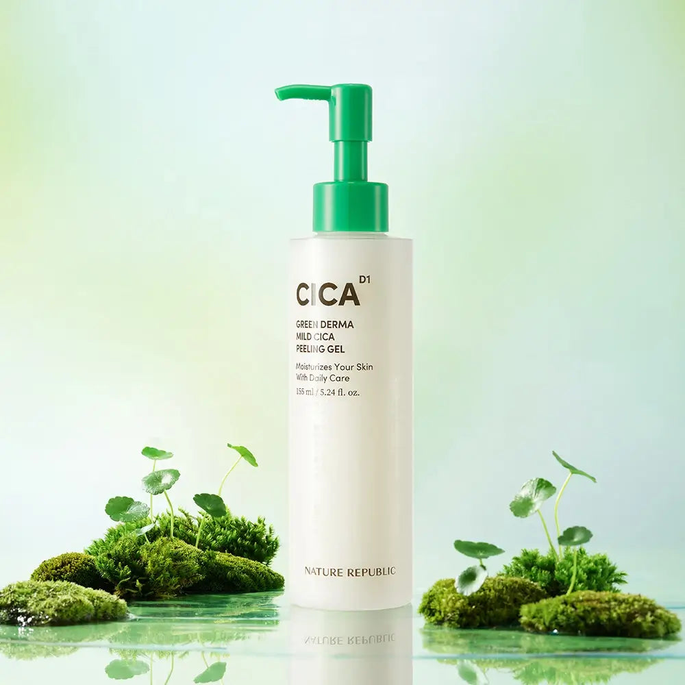 NATURE REPUBLIC Green Derma Mild Cica Peeling Gel - Sanfter Peeling Gel mit Centella Asiatica und Ceramid NP zur Entfernung abgestorbener Hautzellen und Unreinheiten, zur Aufrechterhaltung der Hautbarriere - 155 ml