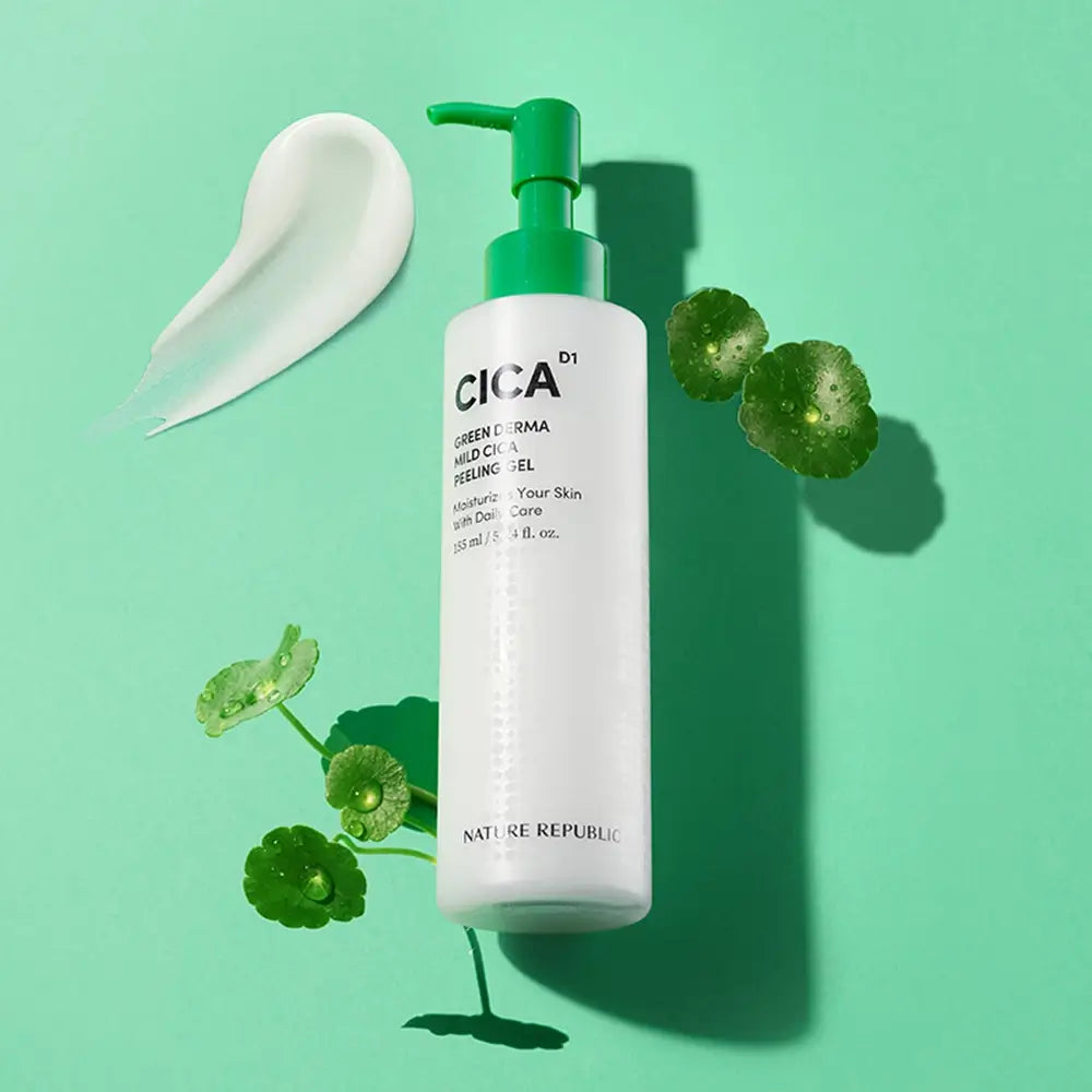 NATURE REPUBLIC Green Derma Mild Cica Peeling Gel - Sanfter Peeling Gel mit Centella Asiatica und Ceramid NP zur Entfernung abgestorbener Hautzellen und Unreinheiten, zur Aufrechterhaltung der Hautbarriere - 155 ml