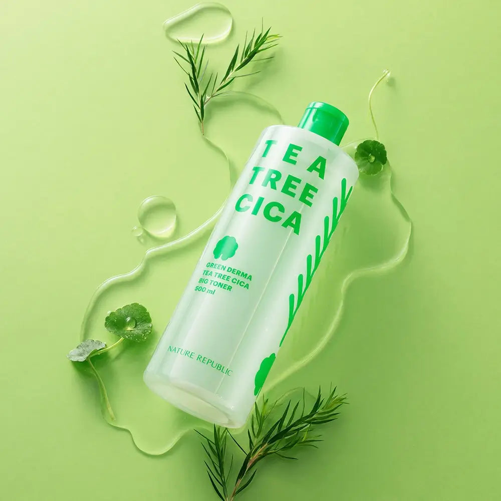 NATURE REPUBLIC Green Derma Toner Beruhigend mit Teebaumöl - Sanftes Peeling und Feuchtigkeit für empfindliche Haut, 500 ml