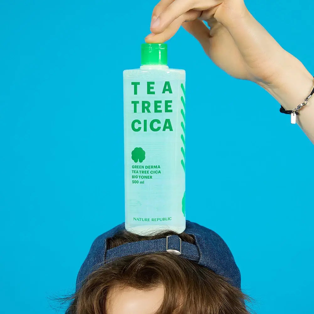 NATURE REPUBLIC Green Derma Toner Beruhigend mit Teebaumöl - Sanftes Peeling und Feuchtigkeit für empfindliche Haut, 500 ml