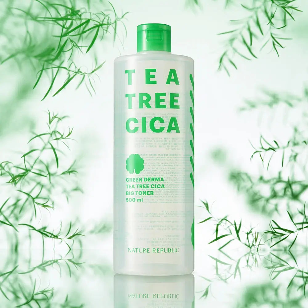 NATURE REPUBLIC Green Derma Toner Beruhigend mit Teebaumöl - Sanftes Peeling und Feuchtigkeit für empfindliche Haut, 500 ml