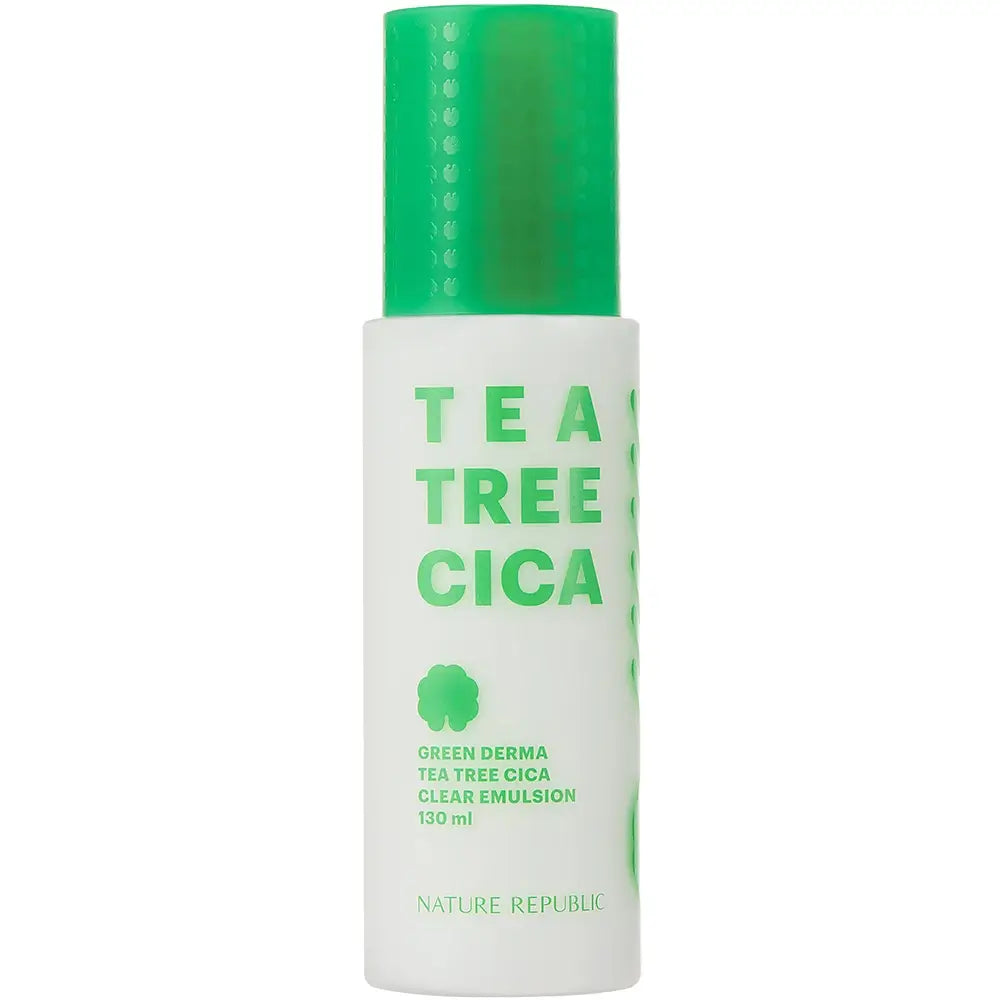 NATURE REPUBLIC Green Derma Emulsion Tea Tree Cica - Feuchtigkeitsspendende und beruhigende Gesichtscreme für empfindliche Haut, 130 ml