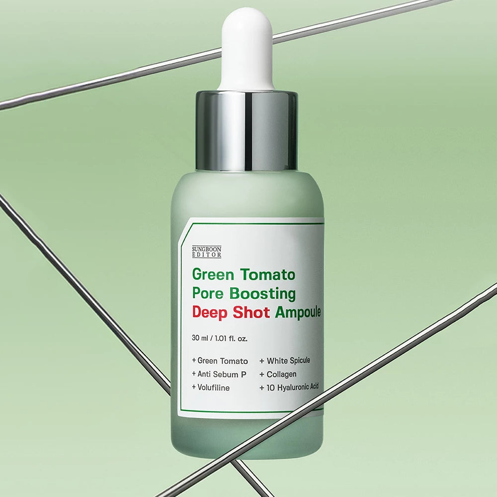 SUNGBOON EDITOR Green Tomato Pore Boosting Deep Shot - Verkleinerung von erweiterten Poren und intensive Feuchtigkeitsversorgung, 30ml