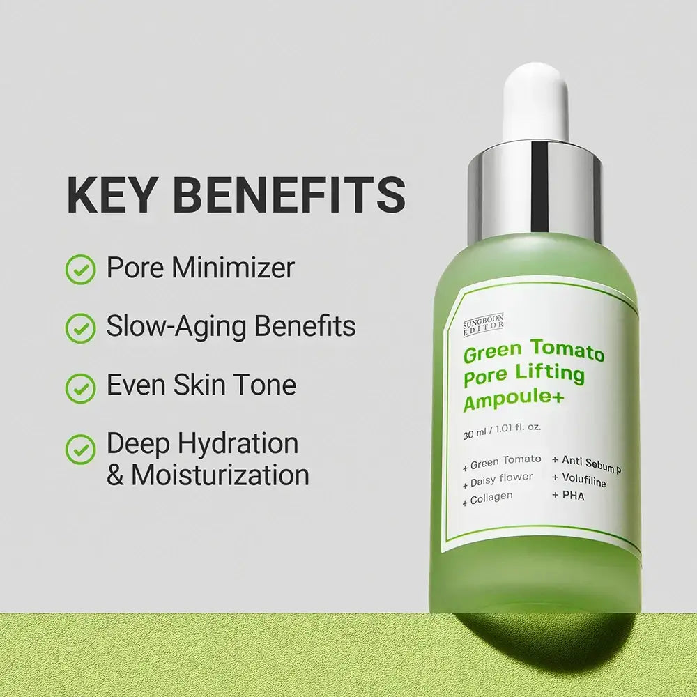 SUNGBOON EDITOR Green Tomato Serum für Gesicht - Pore Lifting - Festigkeit, Mattierung und Porenverkleinerung, 30 ml