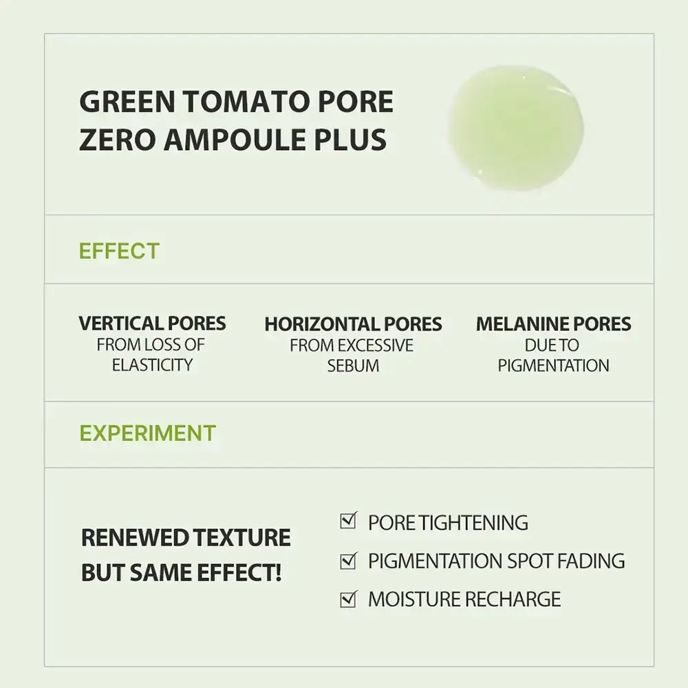 SUNGBOON EDITOR Green Tomato Pore Zero Ampoule Serum - Porenminimierung und Feuchtigkeitspflege, 40 ml