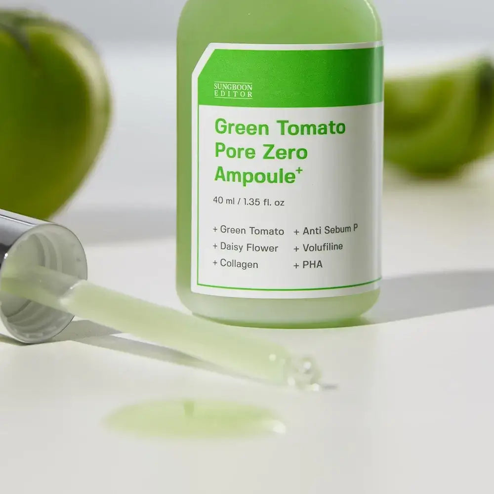 SUNGBOON EDITOR Green Tomato Pore Zero Ampoule Serum - Porenminimierung und Feuchtigkeitspflege, 40 ml