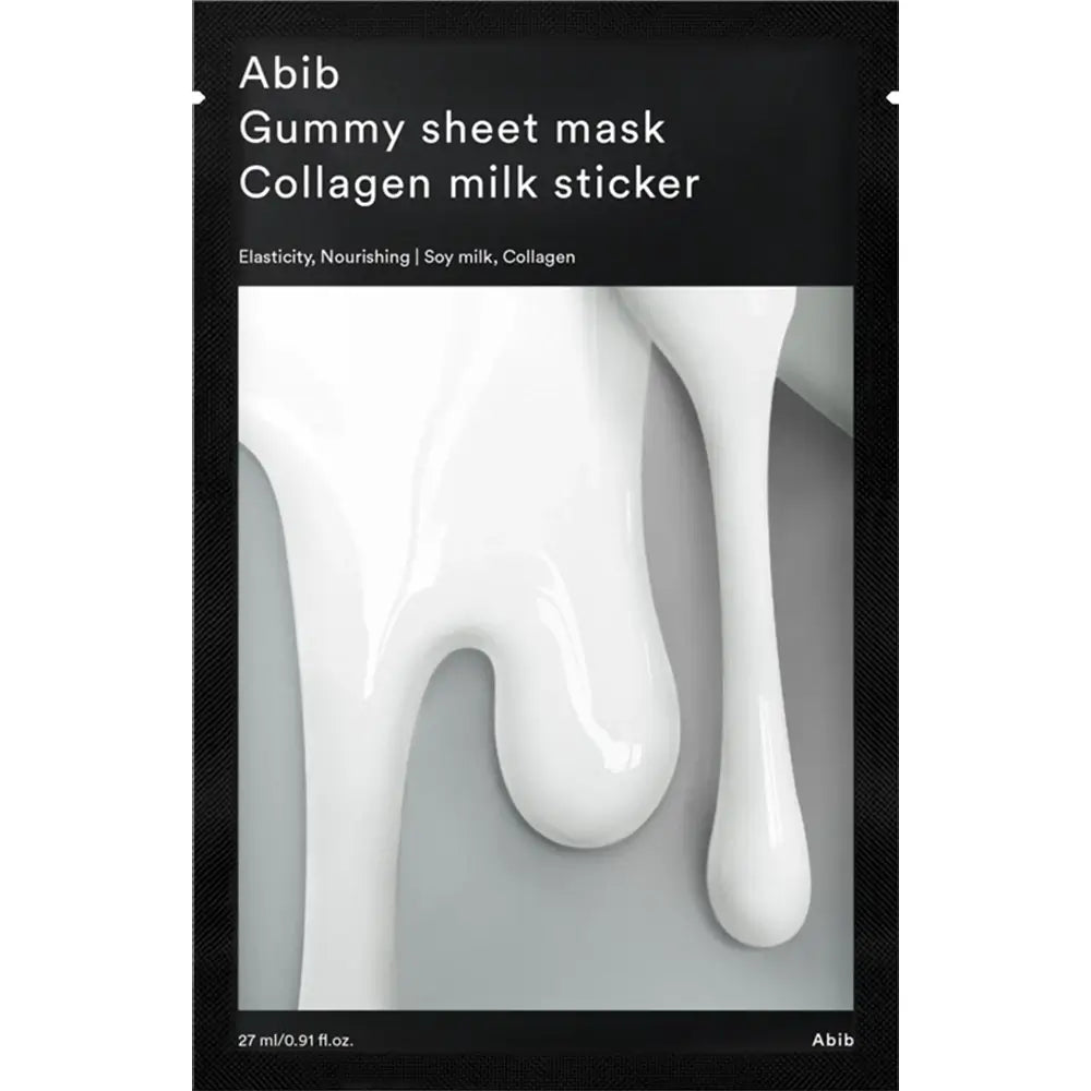 ABIB Gummy Sheet Mask Kollagen Milch Sticker Gesichtsmaske - Feuchtigkeitsspendend und beruhigend, 27 ml