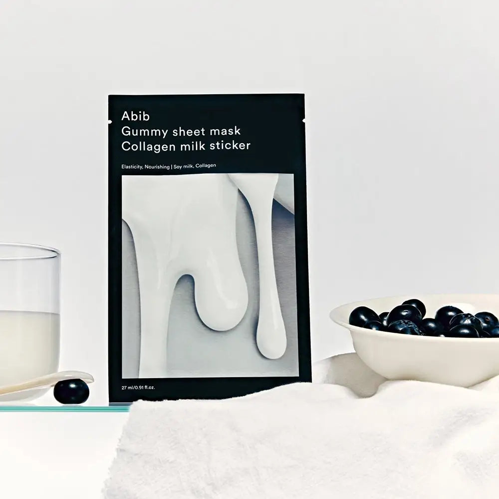 ABIB Gummy Sheet Mask Kollagen Milch Sticker Gesichtsmaske - Feuchtigkeitsspendend und beruhigend, 27 ml