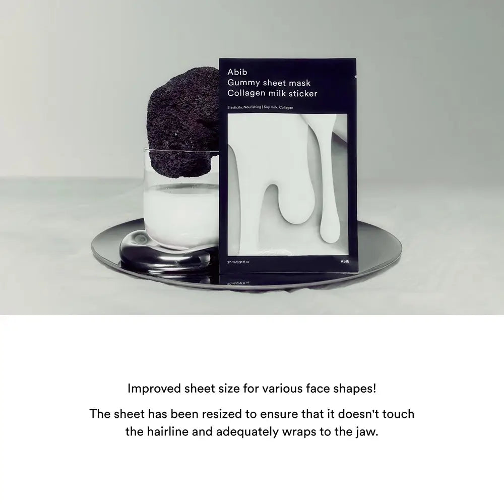 ABIB Gummy Sheet Mask Kollagen Milch Sticker Gesichtsmaske - Feuchtigkeitsspendend und beruhigend, 27 ml